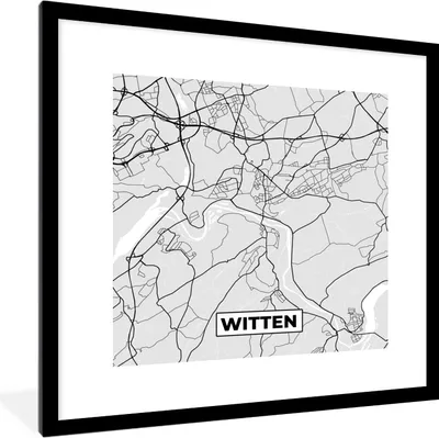 Produktbild von MuchoWow® Gerahmtes Poster Witten - Karte - Stadtplan - Deutschland - Karte 40x40 cm - Poster mit Schwarzem Bilderrahmen Wandposter Rahmen Foto Bilder - Poster - Plakat im Rahmen