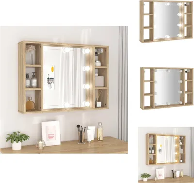Obrázok produktu pre vidaXL Zrkadlová skrinka s LED Sonoma dub 76x15x55 cm - Kúpeľňové skrinky