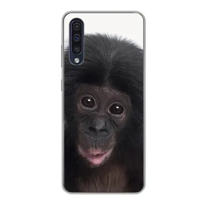 Produktbild von MuchoWow® Handyhülle Schutzhülle Hülle für Samsung Galaxy A30s Affe - Schimpanse - Porträt - Kinder - Jungen - Mädchen Silikon Softcase Handy Hülle - Karteninhaber