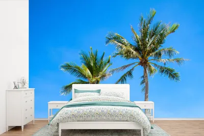 Produktbild von MuchoWow® Fototapete für Wohnzimmer oder Schlafzimmer Wandtapete Vinyl Motivtapete Palme - Sommer - Tropisch - 525x350 cm - Das Hintergrundbild