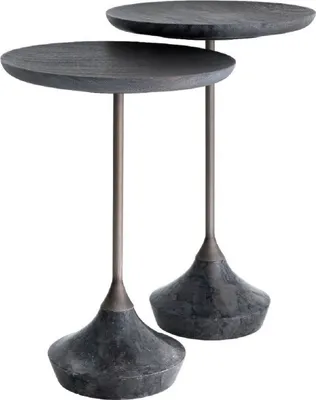 Produktbild von Casa Padrino Luxus Beistelltisch Set Grau / Bronze Ø 35 cm - Runde Marmor Tische - Luxus Wohnzimmer Möbel
