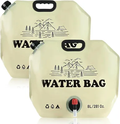 Produktbild von Faltbare Wassercontainer 8L, 2er-Pack, mit Hahn, BPA-frei, fuer Camping