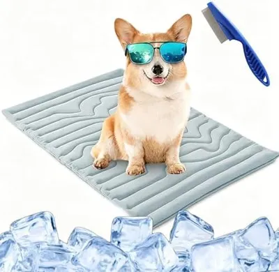 Produktbild von Pfotenchill Kühlmatte, PfotenChill - Die Innovative Kühlmatte für Hunde, S/M/L/XL Pfoten chill kühlmatte Hund, Sommer Kühldecke hundematte für Zuhause Unterwegs oder im Auto (Hellgrau,150*101cm)