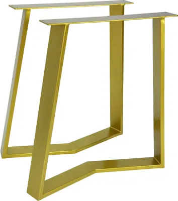 Produktbild von Magnetic Mobel 1 Paar (2 Stück) Tischgestell B70xH72 cm (Gold) Tischbeine Tischkufen Tischuntergestell Trapez- Modernes Design