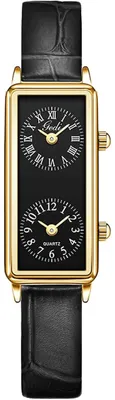 Image de Montre-bracelet pour femmes ALANTOP, style vintage, forme rectangulaire, affichage de deux fuseaux horaires, étanche