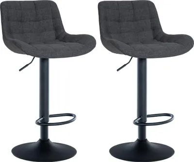 Produktbild von CLP 2er Set Barhocker Tover 360° drehbar und in der Höhe verstellbar schwarz Material Stoff