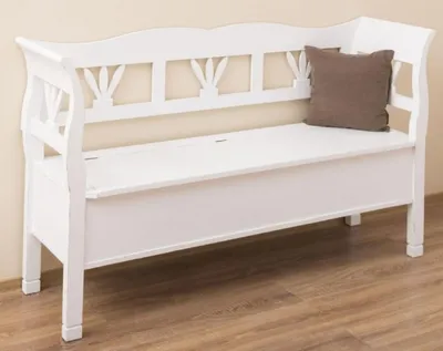Obrázok produktu pre Casa Padrino lavica vo vidieckom štýle antická biela 163 x 48 x v. 92 cm - Lavica z masívneho dreva s úložným priestorom - Nábytok z masívneho dreva - Nábytok vo vidieckom štýle - Nábytok vo vidieckom štýle