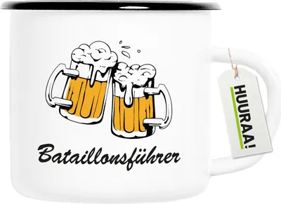 Produktbild von Huuraa Emaille Tasse Bataillonsführer Schützenfest 300ml Vintage Campingbecher Geschenkidee