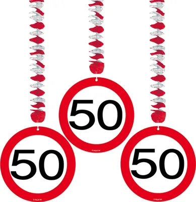 Produktbild von 3 Verkehrsschild 50 Spiralhänger 75cm