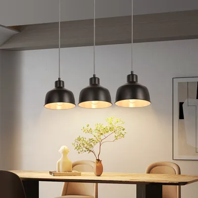 Produktbild von ZMH Hängelampe Schwarz Pendelleuchte E27-3 Flammig Hängeleuchte  Pendellampe Hängend Vintage Esstischlampe Für Esstisch Wohnzimmer Esszimmer Küche