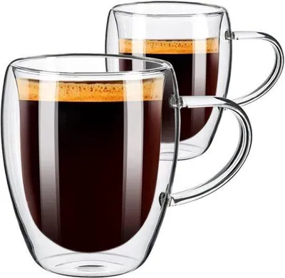 Zdjęcie produktu dla Dwa kubki do cappuccino o pojemności 350 ml, podwójne ścianki, zestaw 2 sztuki
