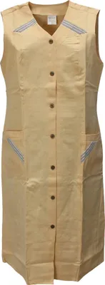 Produktbild von Damen Knopfkittel Kittel Schürze Baumwolle/Polyester Schürze Arbeitskittel, Größe:52, Farbe:beige
