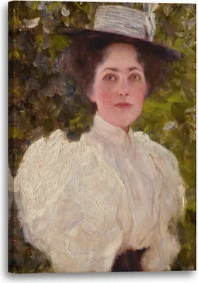 Produktbild von Leinwandbild (60x80cm): Gustav Klimt - Mädchen im Grünen (1896), echter Holz-Keilrahmen inkl. Aufhänger, handgefertigt in Deutschland