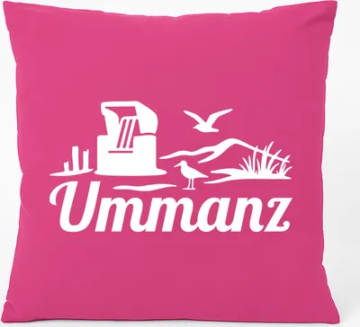 Produktbild von Huuraa Kissen Ummanz Strandmotiv 40x40cm mit Füllung Fuchsia Baumwolle Dekokissen Geschenkidee