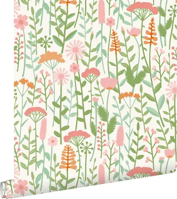 Immagine prodotto di ESTAhome carta da parati fiori selvatici verde e rosa 50 x 900 cm