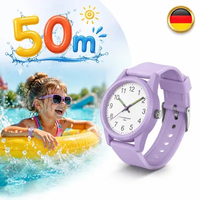 Image de Montre étanche Kinderuhr, mouvement à quartz, aiguilles lumineuses, bracelet en silicone, pour garçons et filles