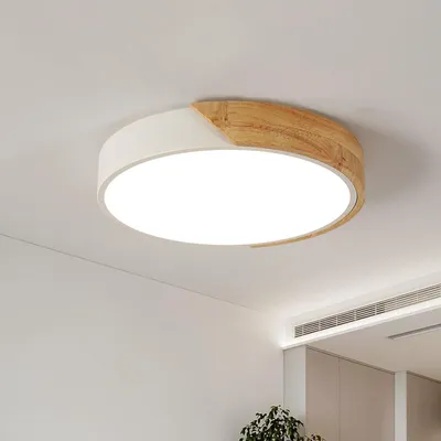 Imagen del producto de Lámpara de techo LED, diseño Riserva, madera, 30W, redonda, blanca, 4500K (blanco neutro), 30cm – Blanca, 30W, 4500K