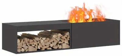 Obrázok produktu pre Ohnisko – Krb a terasový ohrievač z čierneho ocele, s integrovaným zapaľovaním a rozmermi 160x45x35 cm