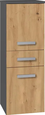 Image de Armoire de salle de bain avec 2 portes et un tiroir, en anthracite et en chêne "Artisan"
