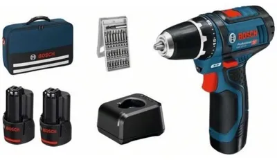 Zdjęcie produktu dla Wiertarko-wkrętarka akumulatorowa - BOSCH Professional - GSR 12V-15 - 2 akumulatory 2Ah - 25 akcesoriów - 12V