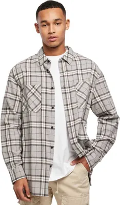 Produktbild von Urban Classics Oversized Check Langarmhemd Grau M Mann Grau M
