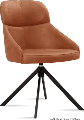 Produktbild von Esszimmerstuhl drehbar (6er-Set) Derska 52x82x63 Schwarz/Cognac