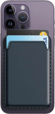 Image de Portefeuille magnétique en cuirPolyuréthaneMagSafe pour iPhone 16/15/14 bleu