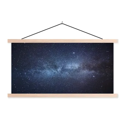 Produktbild von MuchoWow® Textilposter Die Milchstraße im Sonnensystem 120x60 cm mit holzfarbenen Rahmen - Klemmleiste