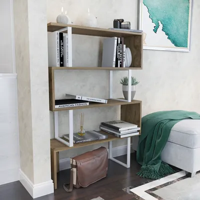 Image de Bibliothèque Decorotika Adriana, hauteur 125 cm | Chêne clair et blanc