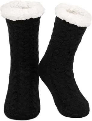 Produktbild von Kuschelsocken für Damen, rutschfeste Socken, Wintersocken mit ABS-Sohle, warme Hüttensocken, Haussocken, 1 Paar