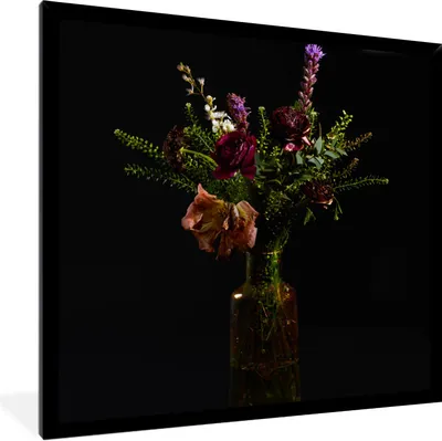 Produktbild von MuchoWow® Gerahmtes Poster Blumen - Farben - Stilleben 40x40 cm - Poster mit Schwarzem Bilderrahmen Wandposter Rahmen Foto Bilder - Mit Rahmen - Wanddekoration Schlafzimmer