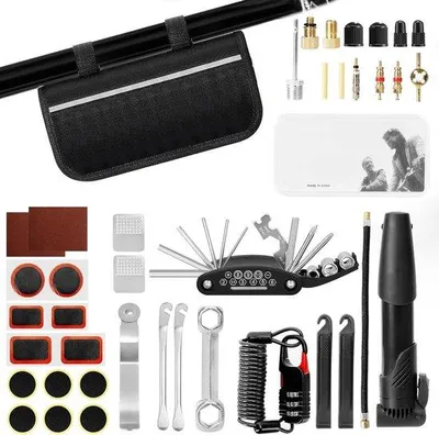 Produktbild von Famanu Reparaturset für Fahrräder - 40-teilig mit 16-in-1 Multifunktionswerkzeug