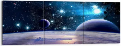 Produktbild von Bild auf Leinwand - Leinwandbild - Kosmos Planet - 150x50cm - Wand Bild - Wanddeko - Wandbilder - Leinwanddruck - Bilder - Kunstdruck - Wanddekoration - Leinwand bilder - Wandkunst - CA150x50-3575