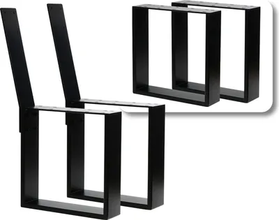Produktbild von HAGO24 Bankgestell Schwarz hochwertige Bank Füße Stahl Bankbeine für Sitzbank mit Rückenlehne DIY Metallgestell Gartenbank Bankkufen