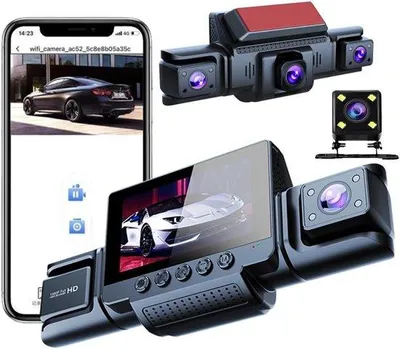 Obrázek produktu pro Automatická 360° palubní kamera – 4 kamery, rozlišení 1080p Full HD, 64 GB SD karta, Wi-Fi, noční vidění, G-senzor, detektor pohybu, 3palcový IPS displej, vodotěsná, režim smyčky, spouštění při nehodě