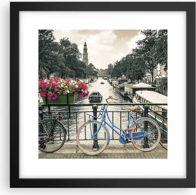 Produktbild von Gerahmtes Poster - Schwarzer Rahmen - Amsterdam Fahrräder Brücke - 30x30 cm - Wand Bild - Wanddeko - Wandbilder - Kunstposter - Wandposter - Bilderrahmen - Bilder - Kunstdruck - P2BAC30x30-4503