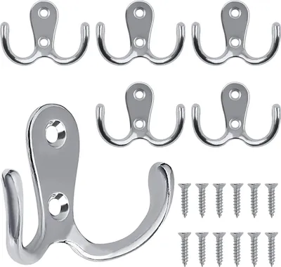 Produktbild von 20 Stück Kleiderhaken, Haken Garderobe Doppelt Wandhaken Retro Haken Wand Metall Schwarz Kleiderhaken Vintage mit 40 Schrauben für Garderobenhaken Badezimmer Küche