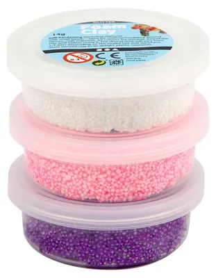 Image de Pâte à modeler pailletée et métallique, effet mousse - 3 pots de 14g.