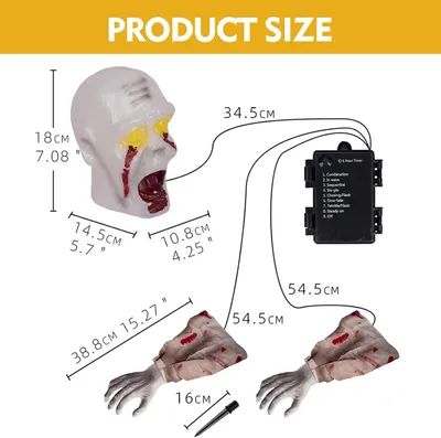 Productafbeelding van Halloween-decoratie vloerdoorbreker - Zombie-grondbreaker - Realistische skeletarmen - Stok met bloedvlek