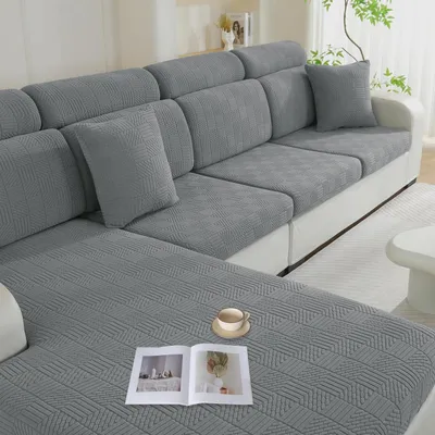 Obrázok produktu pre Poťahy na sedacie vankúše, elastické, svetlosivé, sada 3 kusov