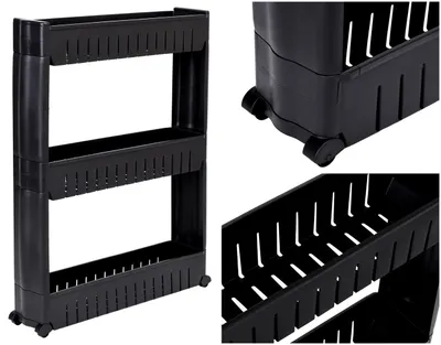 Image de Étagère de cuisine et de salle de bain Leira, noire, à 3 niveaux