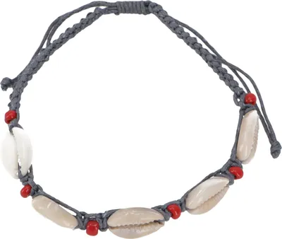 Produktbild von Perlenarmband, Muschel Makramee Armband - Modell 3, Grau, Baumwollfäden,Muscheln, Armreifen & Armbänder Modeschmuck