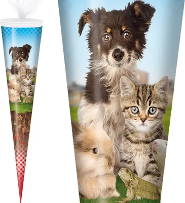 Produktbild von Stylex Schultüte 70 cm Mädchen 2025, Motiv:Haustiere