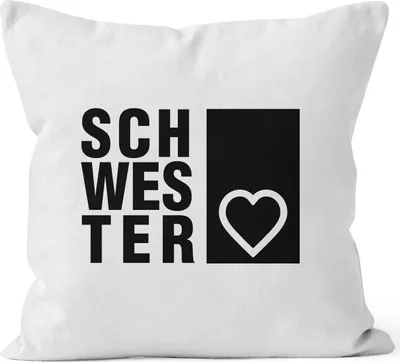 Produktbild von Kissenbezug Schwesterherz Schwester Geschenk Geburtstag 40x40 Moonworks® weiß 40cm x 40cm
