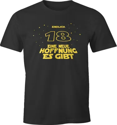 Produktbild von Herren T-Shirt zum 18. Geburtstag Geschenk für Männer Filmzitate Sternenkrieg MoonWorks® Hoffnung anthrazit S