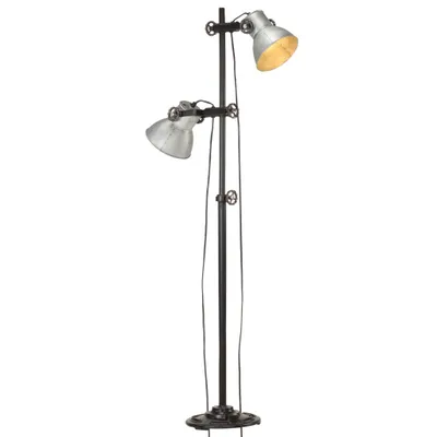 Obrázok produktu pre Stojanová lampa s 2 tienidlami strieborná E27 liatina železa