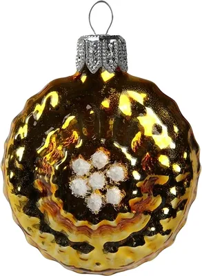 Produktbild von Goldenes Retro Medaillon Christbaumschmuck aus Glas, 4 cm, für kleine Bäume