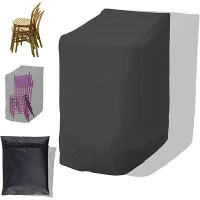 Image de Housse pour chaise empilable, en Oxford 210D, imperméable, pour 6 chaises, résistante aux UV, dimensions : 114 x 85 x 65 cm