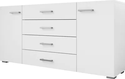 Produktbild von MIRJAN24 Sideboard Gimren 2D4SZ, Kommode mit zwei Drehtüren und vier Schubladen, Wohnzimmer (Farbe: Weiß)