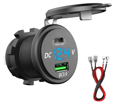 USB-C & QC3.0 Schnellladegerät 64W 12V/24V für Auto